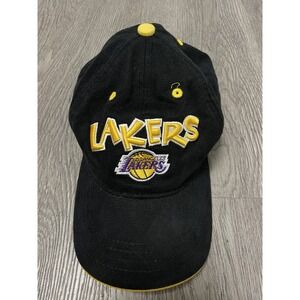 Vintage Los Angeles Lakers Hat Youth Baseball Cap Black Gold NBA 90s